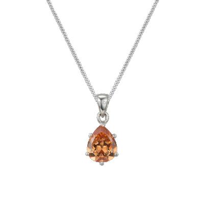 China FASHIONABLE Semi Precious Stone Jewelry Topaz Silver Jewelry orange 925 Sterling Craft Necklace for sale