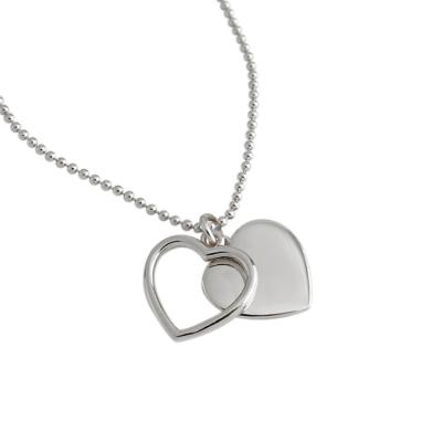 China Quality Romantic Choice 925 Sterling Silver Double Heart Personalize Necklaces For Women for sale