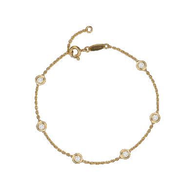 China TRENDY 18K Yellow Gold Plated Silver CZ Bracelet Stone Bolo Station Bracelet for sale