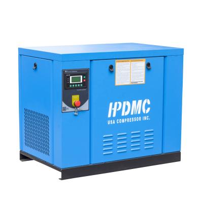 China Lubricated HPDMC 10HP Rotary Screw Air Compressor Spin-On Oil Separator 39CFM@125psi 208-230Volt, Three Phase Commercial Skid Air Compressed for sale