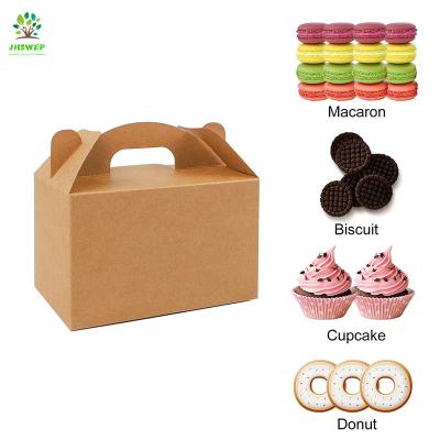 China Custom Printed Logo Recyclable 6*3.5*3.5 Inches Kraft Paper Food Packaging Cake Box With Handle for sale