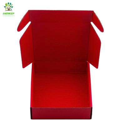 China Recyclable High Quality Recycled Shipping Box 5.9*5.9*2 Inches Red Logo Printed Corrugated Packaging Mailing Box for sale