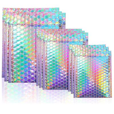 China 2022 Inches Eco-Friendly Rose Red Holographic Packing Envelopes Eco-Friendly Bubble Mailing Bag 5.91 x 7.87 for sale