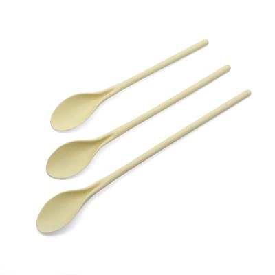 China Durable Plastic Long Handle Salad Spoon Set Of 3 PCS Portable Travel Cutlery Set for sale