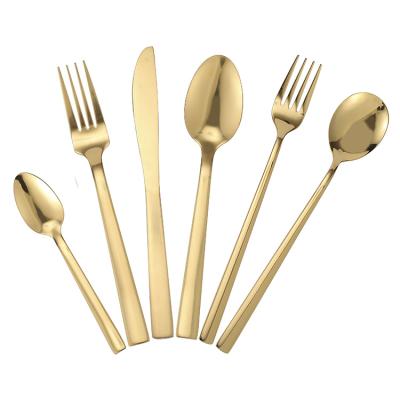 China Viable Gold Cutlery Set Kitchen Knife Spoon Fork Western Dinnerware Set for sale