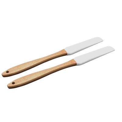 China Food Grade Sustainable Wooden Handle Silicone Kitchen Scraper Bake Spatula for sale