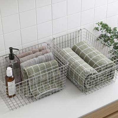 China SHIMOYAMA Metal Stainless Steel Storage Organizer Multifunction Wire Bathroom Sustainable Basket With Handles for sale