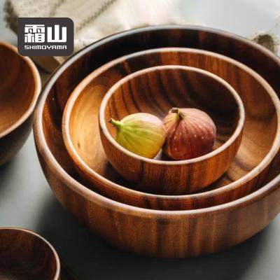 China SHIMOYAMA Vintage Kitchen Acacia Wood Sustainable Wholesale Decorative Salad Bowl For Fruit / Salad / Mixing for sale