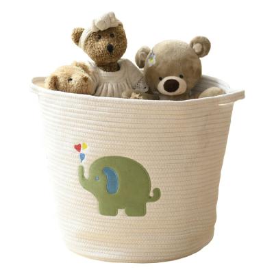 China New Round Shape Elephant Cotton Sustainable Baby Rope Changing Basket for sale