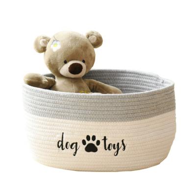 China Sustainable Oval Dog Paw Cotton Rope Storage Containers Food Storage Container for sale