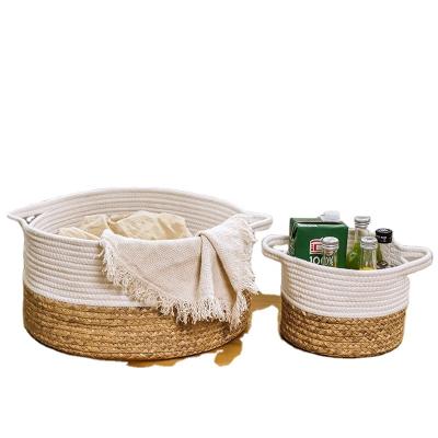 China CLASSIC decoration woven cotton rope storage box house rattan bamboo and basket for picnic for sale