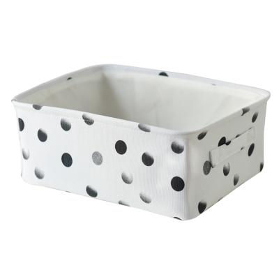 China Durable Black Waterproof Thick Dot Fabric Storage Basket Durable Fabric Storage Basket with Handles for sale