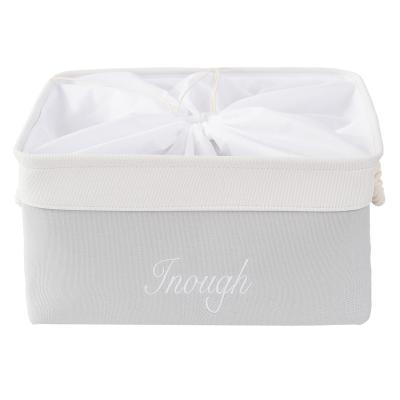 China Sustainable Gray Splicing Simple Storage Basket Household Can Be Bundled Canvas Storage Basket for sale