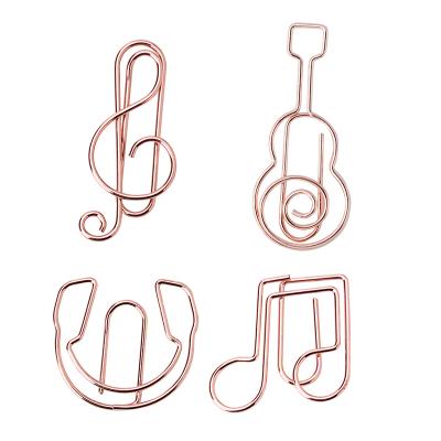 China Metal Music Series Paperclips Symbol Series Guitar Iron Metal Rose Gold Cue Clips for sale