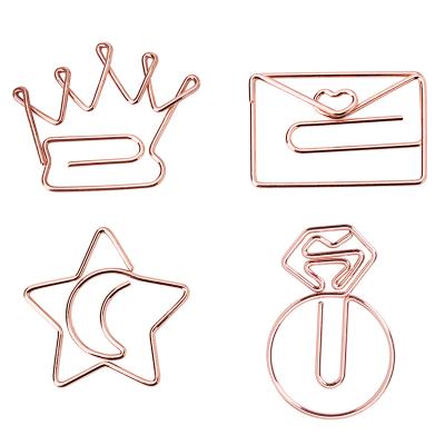 China Hot Sale Metal Products Statistical Institute Series Metal Paper Clip Custom Planner Note Clip Rose Gold Bookmark for sale