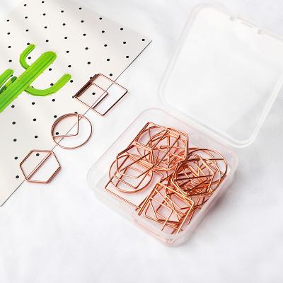 China Paper Stationery Colored Metal Hexagon Series Paper Clips Macaron Packaging Home Office Cute Bookmark Clip for sale