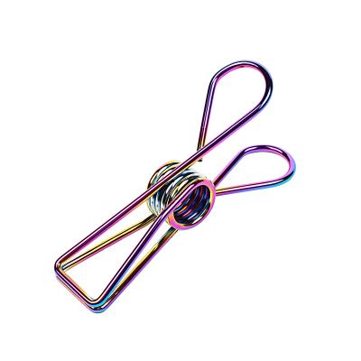 China Small Size Metal School Supplies Multicolors Shine Hollow Wire Metal Fish Shaped Spring Binder Clip for sale