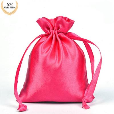 China Custom Gift Satin Jewelry Pouch Dust Bag Satin Drawstring Bag Hair for sale