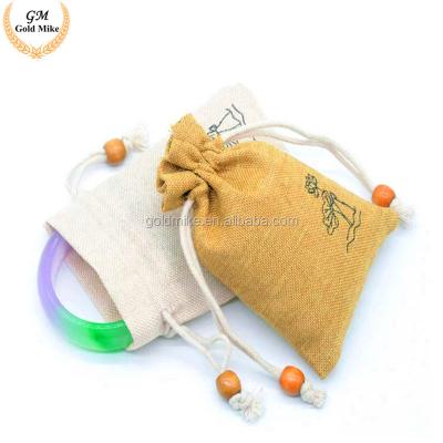 China Christmas Gift Storage Drawstring Shopping Burlap Hessian Bag Customized Printed Logo for sale