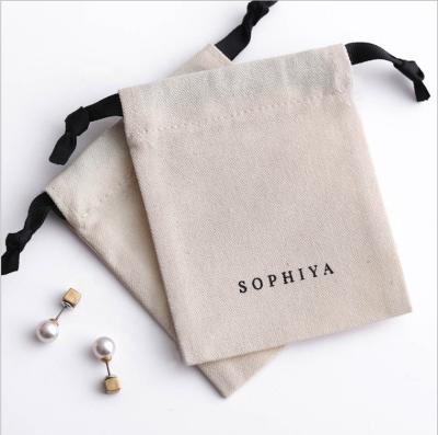 China Recyclableeasy to carry factory cotton bags customized logo jewlly bag gift drawstring cotton pouches for sale