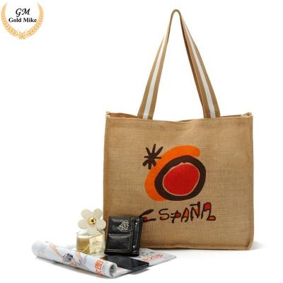 China Recyclableeasy to carry hot natural custom logo cotton jute shopping bag canvas shopping bag china wholesale for sale