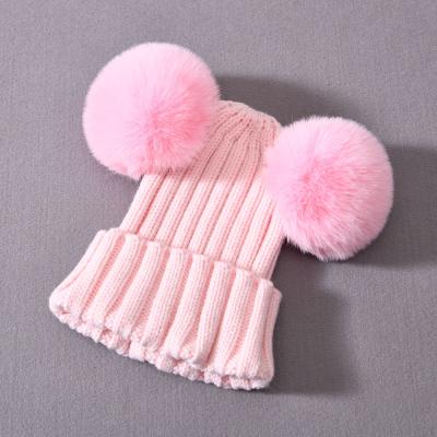 China Wholesale Hign Quality COMMON Quality Boy's and Girl's Beanie Kids Soft Material Double Pompom for Winter for sale