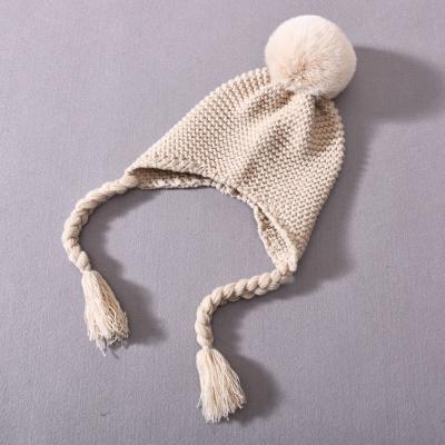 China Good Quality COMMON Soft Hat Hign Daily Life Baby Winter Daily Life Faux Pompom Kids Beanie Hat for sale