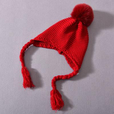 China Quality COMMON Soft Hign Hat Baby Winter Daily Life Faux Pompom Kids Beanie Hat for sale