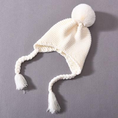 China Next COMMON Daily Life Winter Baby Hat Hign Quality 100%Acrylic With Two Faux Pompom Children's Beanie Hat for sale