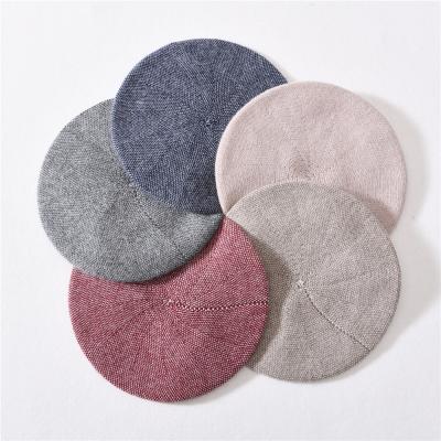 China Simple Plush Artist Wool Winter Vintage Beret Hats Wholesale Knit Stylish Winter Warm Beret for sale