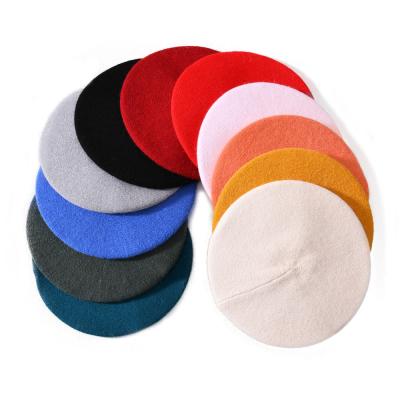 China 2021 Plush Winter Fashion Hign Quality Coming Solid Color Stylish Ladies Knit Beret Hat for sale