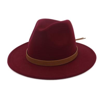 China New Design Picture Hign Hat Popular Quality Wool Material Fedora Hats Unisex Wholesale for sale