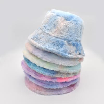 China Custom-made new version autumn and winter version bucket hats Korean basin hat plush style tie dye bucket hat for sale