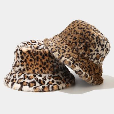 China Plush new style western unisex autumn and winter fashion splicing custom made bucket hats leopard bucket hat for sale