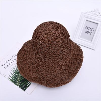 China Summer Paper Straw Hats Straw Hat Round Top Weave Brim Ladies Image Beach Wide Parasol for sale