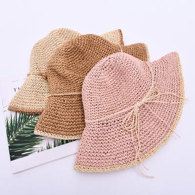 China Picture Ladies Summer Hats With Brim New Paper Straw Hats For Women Summer Sun Beach Floppy Panama Straw Hat for sale