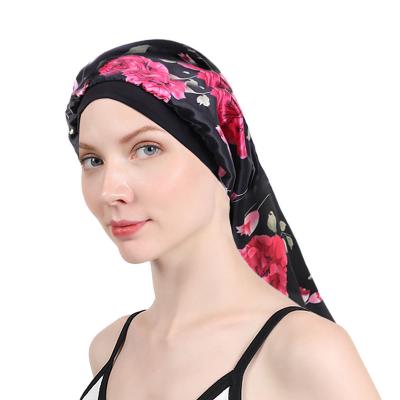 China Hign Quality Checked Smooth Waterproof Flowers Print Cowls Wholesale Satin Hood Long For Women for sale