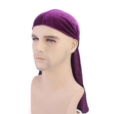 China Multi Sorts Multi Kinds Solid Color Shiny Bandana Long Tail Durag Skin Velvet Women Men Wrapping Popular Cool Durag Friendly for sale