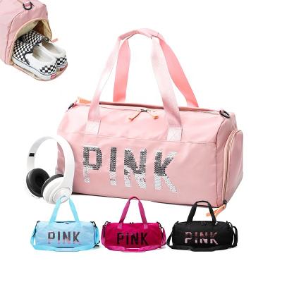 China SG8043 fashion customized logo gym women pink large capacity duffel bags waterproof sports travel bag for sale