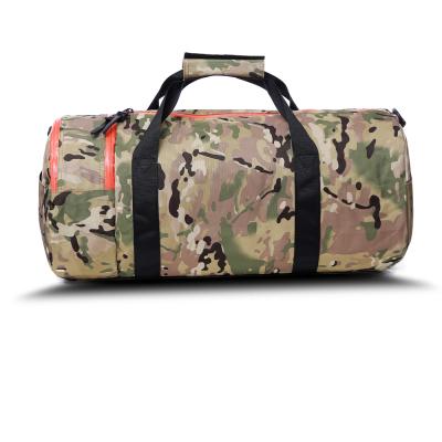 China exercise & Custom Sports Single Gym Fitness Travel Barrel Polyester Overnight Duty Duffel Bag With Front Slip Pocket for sale