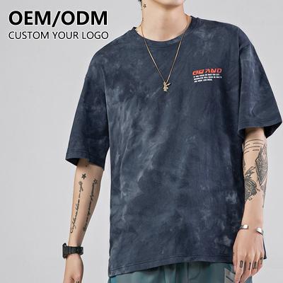 China high quality 100% cotton drop shoulder tie dye crew neck Anti-wrinkle plus size t shirts all over print soft men tie dyed t-shirt for men for sale