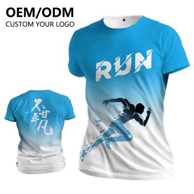 China 100% Custom Running Anti-Wrinkle Sports Wholesale Sports Polyester Marathon Cool Quick Dry Fit T-shirt Sublimation Printing Logo T-shirt for sale