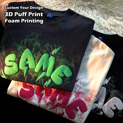 China OEM High Quality 100% Cotton Anti Shrink Your Brand T-shirt Custom 3D Foam Breath Printing Logo Unisex Short Sleeve Men Plus Size T-Shirts for sale