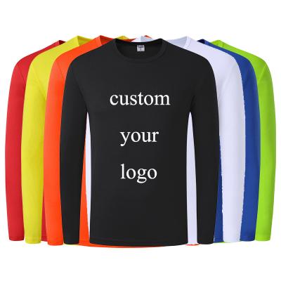 China Custom LOGO Printing White Mens T-shirts Cheap Wholesale Cheap Anti-shrink Long Sleeve Polyester T-Shirts White Blank T-shirts For Man for sale