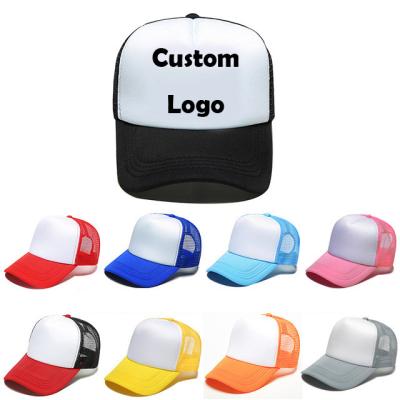 China Custom Baseball Mesh Foam Hat Trucker Hip Hop Logo 5 Panel Sports Gorras Gorros Embroidery Cotton Printing Dad Cap Wholesale COMMON White for sale