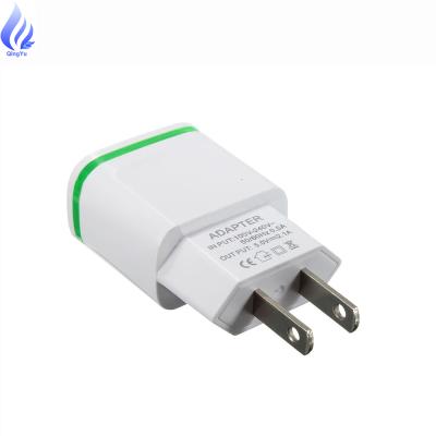 China 5V 2.1A USB Mobile Phone Charger Adapter EU US EU Fast Phone Travel Adapter With LED Lights 2 Ports Charger Custom Logo for sale