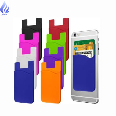 China Soft Silicon PVC Glue Card Holder Silicone Credit Cell Phone Sticky Card Holder Adjustable Custom Strong Adhesive Sticker Credit for sale