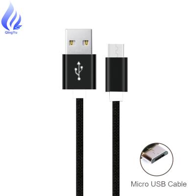 China Camera Nylon Braided 2M Micro USB Charger Cable V8 Mobile Phone Charging Tie Down 2.0 Data Sync Cable For Samsung Galaxy Black for sale