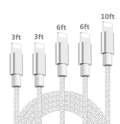 China Video Game Player 2M For iPhone Chargers 6FT Fast Charger For iPhone USB Cable Nylon Braided With Custom Logo 2.1A Fast Charging Cable White for sale