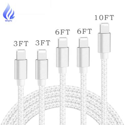 China Long MP3/MP4 Player Fast Charger For iPhone SE/6/7/8/XS/XR/11 12 PRO, 3 Miter Aluminum Nylon Braided USB Data Sync For iPhone Charging Cable for sale